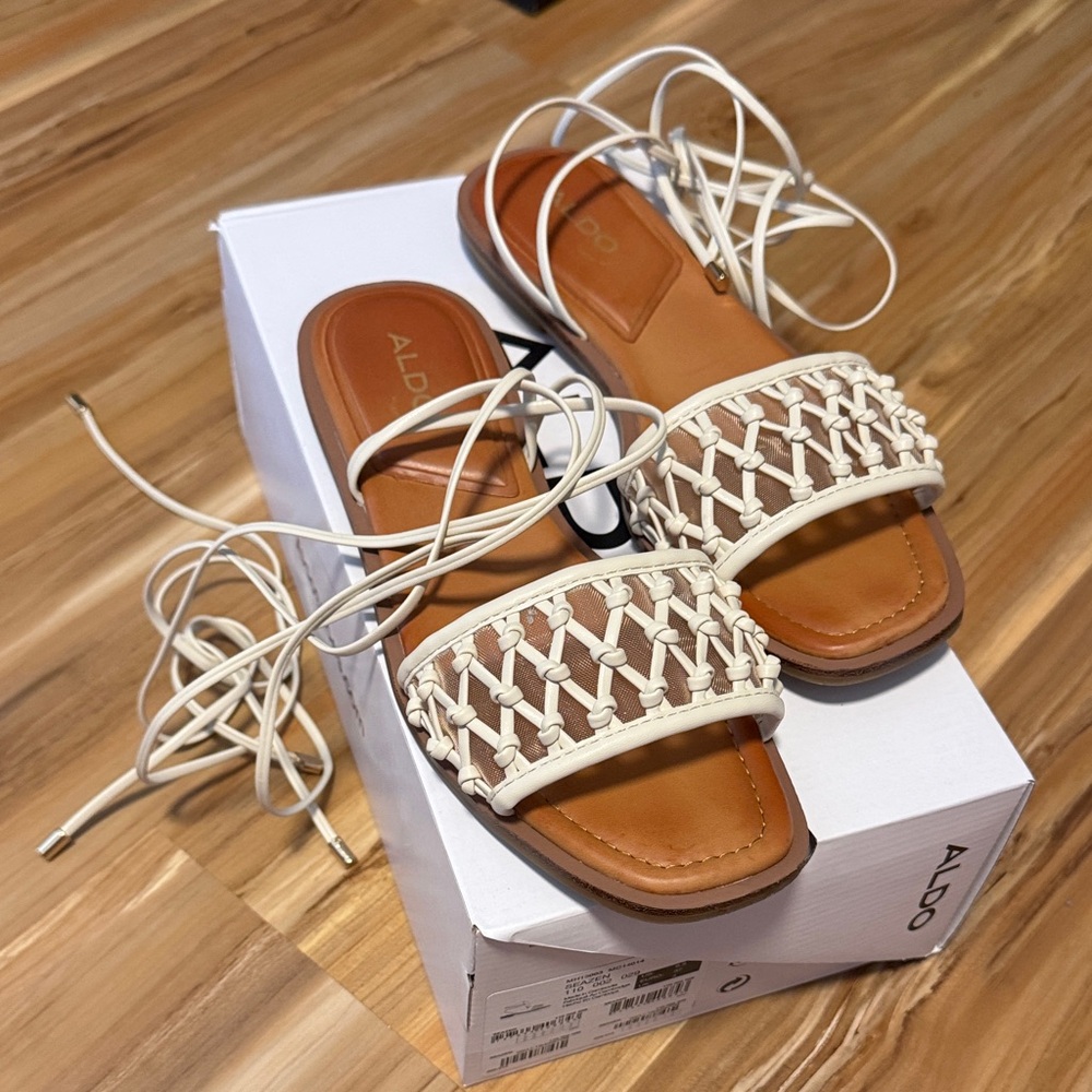 ALDO Women's Tan and Cream Strappy Sandals
